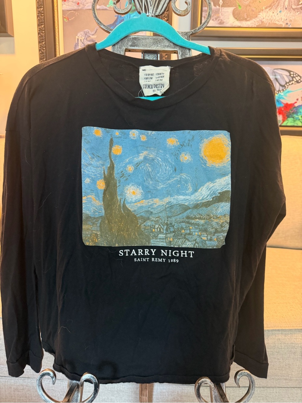 french pastry Starry Night Black Tee